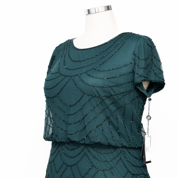 Adrianna Papell - Beaded Blouson Dolman-Sleeve Gown - Picture 7 of 12